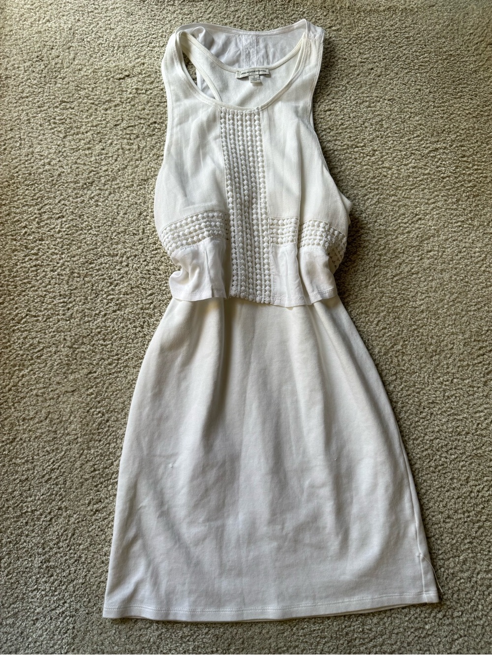American Eagle Outfitters White Sleeveless Knit Midi Dress elegant